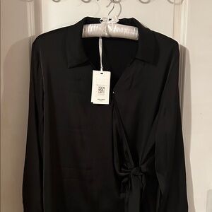 Grace Elegant Black Tie Blouse